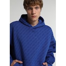 Colin's Colins Oversize Fit Kapüşonlu Baskılı Erkek Mavi Sweatshirt Cl1083414 Q1.v2 Inv İndigo