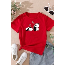 Uyguntarz Çocuk Sleep Panda Baskılı Pamuklu Tshirt Kırmızı