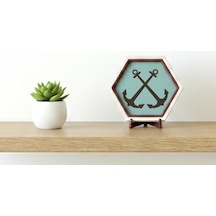 Denizi Sevenler İçin Çapa Tasarımlı Minimal 10x10 Cm Dekoratif Obje, Yaşam Alanınıza Özel Aksesuar