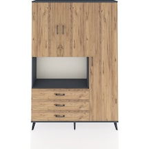 Arges Dolap 7 Raflı 3 Çekmeceli 3 Kapaklı 132x30x195 Antrasit-çam/çam Atlas Çam/atlas Çam