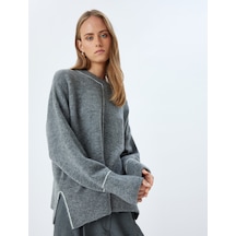Koton Oversize Triko Kazak Yumuşak Dokulu Uzun Kollu Bisiklet Yaka Gri 5wak90269ht Gri