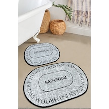 Baindos 60x100 50x60 Kaydırmaz Tabanlı 2'li Banyo Paspas Seti Takımı Gri