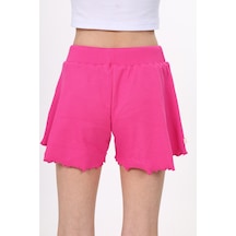 Toontoy Kız Çocuk Beli Lastikli Basic Fitilli Şort - Paça Detaylı Pembe