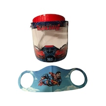 Gürbey Racing Baskılı Çocuk Siperlik + Superman Desenli Çocuk Maske