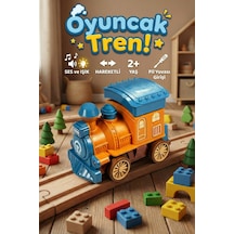 Düğmeli Çalışan Devinimli Lokomotif Tren Replikası - Aydınlatmalı Melodili, Öğretici Çocuk Demiryolu Aracı 24 Ay+
