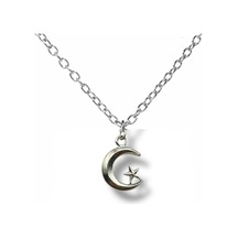 Ay Yıldız Figürlü Kolye Gümüş Renk Zamak Metal Unisex Vatan Temalı Takı Çok renkli