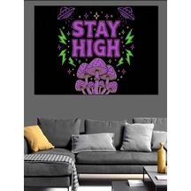Ahşap Tablo Stay High Yazılı Modern İllüstrasyon