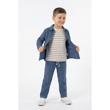 Mevsimlik Casual 3lü Takım İndigo