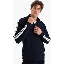 We&me Boxy Fit Gömlek Yaka Sporcu Erkek Sweatshirt İndigo