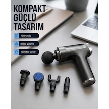 Lexroo Mini Masaj Tabancası 6 Kademe Hız 4 Başlıklı Type-c Şarjlı Diğer