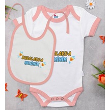 Bk Kids Buralarda Yeniyim Tasarımlı Pembe Bebek Body Zıbın Ve Mam Çok Renkli