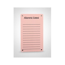 Toz Pembe Manyetik Alışveriş Listesi Yazı Tahtası - Silinebilir Kalemli Buzdolabı Not Panosu - Magnetli Planlayıcı