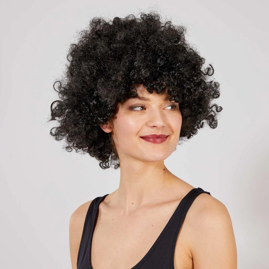 Ticaret Siyah Renk Kıvırcık Afro Bonus Peruk Najmaddin Renkli