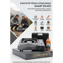 Çantalı Gri Portatif Kamp Ocağı + 1 X Kartuş Piknik Ocağı Otomatik Ateşlemeli 723181 Çok Renkli