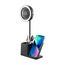 S-link Sl-m9055 10 Watt Kablosuz Şarj İstasyonlu Fanlı Kalemlikli Masa Lambası Siyah - 168747