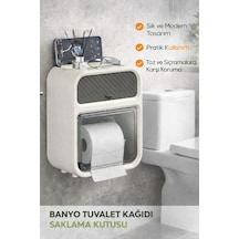 Kapaklı Duvara Monte Banyo Tuvalet Kağıdı Saklama Kutusu Su Ve Toz Geçirmez Beyaz