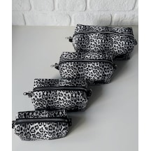 Meryy Collection Gri Leopar Organizer Çanta / Ekstra Boy