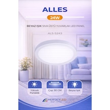 Alles 24w Beyaz Işık Beyaz Kasa Sıva Üstü Yuvarlak Led Panel Beyaz Işık