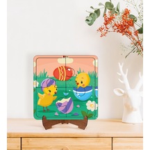 Bk Toys Çocuklar İçin 2 Si 1 Arada Eğitici-öğretici Ahşap 4 Parça Yapboz Puzzle Çerçeve Model 52