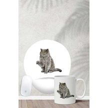 British Shorthair Desenli Bilek Destekli Mouse Pad Kupa Seti Mousepad