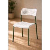 Mira Beyaz/ Yeşil Sandalye Plastik Gövdeli Metal Ayaklı, Mutfak Sandalyesi, Çalışma, Bahçe, Yemek Oda Beyaz/yeşil- 1 Adet