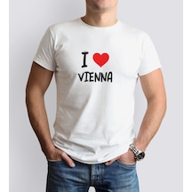 Bk Gift I Love Vienna Tasarımlı Erkek Yuvarlak Yaka Tişört-1
