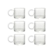 Kristal Cam Bardak Seti, 300ml, 6 Parça, Boncuk Kulplu Diğer