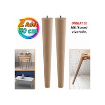 2 Adet Ahşap Ayak 50 Cm Masa Zigon Sehpa Tv Ünitesi Puf Tabure Ayağı Ayakları Konik M8 Civatalı Ahşap