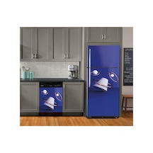 Lacivert Minimal Geometrik Buzdolabı Ve Bulaşık Makinesi Kaplama Sticker Folyo İkili Set