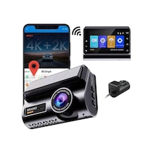 Tr 4k + 2k Çift Kameralı Dash Cam Gps Konum Ve Hız Takibi Wi-fi Bağlantılı Süper Gece Görüşlü Yol Kayıt