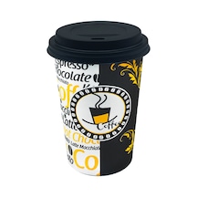 12 Oz Plastik Kapaklı Karton Latte Bardak 300 Ml - 100 Adet Siyah