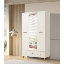 Nice 3 Kapaklı %100 Mdf Elbise Dolabı Gardrop 117x54x212 Ekru