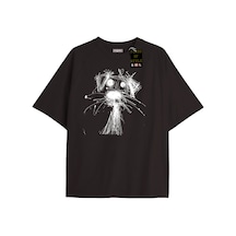 Flood Of Style Siyah Oversize T-shirt Çizim Köpek Özel Tasarım