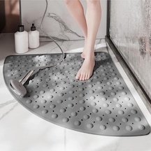 Mainshop Paspas Banyo Duş Küvet Için Vantuzlu Su Drenajlı 54x54 Cm M-163 Gri