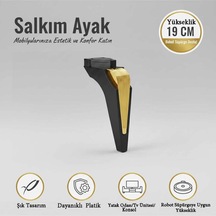 Lüks Salkım Ayak 19 Cm Siyah-altın Mobilya Kanepe Sehpa Tv Ünitesi Koltuk Genç Ve Çocuk Odası Ayağı Siyah