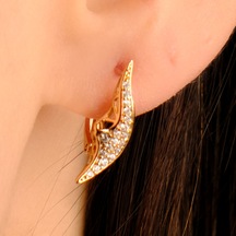 Lekka Design Kadın Zirkon Taşlı Lüks Ay Dede Küpe