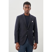 İmza Koyu Lacivert Düz Gabardin Mono Yaka 2 Düğme Esnek 6 Drop Comfort Fit Casual Ceket 1002245165 200 Koyu Lacivert
