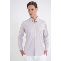 Slim Fit Yaka Düğmeli Baskılı Pamuklu Beyaz Gömlek G 1605 Slim Fit Yaka Düğmeli Baskılı Pamuklu Beyaz Gömlek G 1605