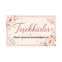 100 Adet Teşekkür Kartı 8x5 Cm Sipariş Notu, Paket İçi Müşteri Teşekkür Kartı - Pembe - 026