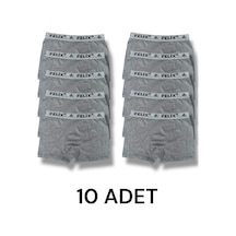 Pamuklu Likralı Erkek Boxer 10'lu Paket Gri
