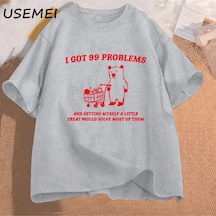 Flood Of Style Ben 99 Sorunları Var Ve Kendimi Küçük Bir T Shirt Pamuk Kısa Kollu Unisex T-shirt Rahat Kısa Gri
