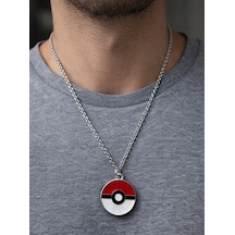 Pokemon Poke Topu Anime Kolye Gümüş Renk 60 Cm Zincir Unisex Yetişkin Çok renkli