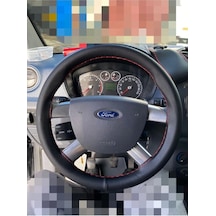 Dikişli Direksiyon Kılıfı Damarlı Deri Kırmızı Dikişli Ford Transit İçin