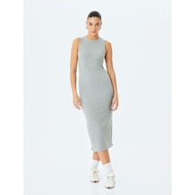 Koton Bisiklet Yaka Kolsuz Slim Fit Midi Kalem Elbise Gri 5sak80006ek Gri