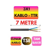 Öznur 3x1 Ttr Kablo Siyah Metre Seçenekli - 7 Metre