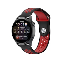 Ugr02 Watch 22mm Spor Delikli Kordon - Siyah-kırmızı