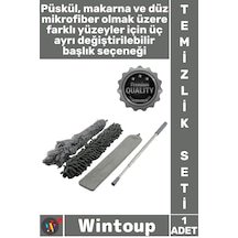 Temizlik Mikrofiber Pratik Ev Ofis Temizleyici Teleskopik Uzayan Sap Esnek 3 Başlıklı Toz Alma Seti