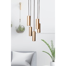 Bella Avize Modern Metal 5 Li Sarı-siyah Gövde Ampüllü Tasar... SARI