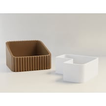Gees Global 3d Baskı Fıstık Kasesi - Çift Hazneli Kabuk Ayırıcı Sunum Kasesi - Kahverengi Beyaz Gbzs