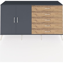 Kronos Konsol 4 Raflı 5 Çekmeceli 2 Kapaklı 176x59x99 Antrasit-antrasit/çam Antrasıt/atlas Çam - Antrasıt